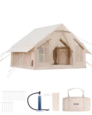 VEVOR Tente camping gonflable 3x3x2,3 m, pour 4-6 pers., Oxford 300D, facile installer.