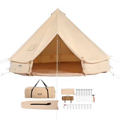 VEVOR Tente cloche toile 3 m, yourte 4 saisons, trou poêle à bois, pour 4 pers., glamping chasse.