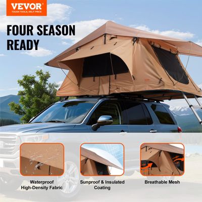 VEVOR Tente de toit rigide pliable Naturnest 2-3 pers., échelle téles., matelas, housse PVC étanche.
