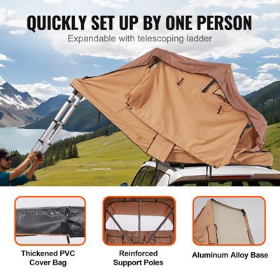 VEVOR Tente de toit rigide pliable Naturnest 2-3 pers., échelle téles., matelas, housse PVC étanche.