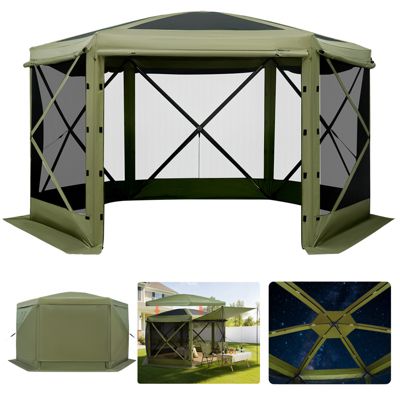 VEVOR Tente Moustiquaire Tonnelle Pop-up Pliant 3,6 m 6 Côtés 8-10 Personne Vert