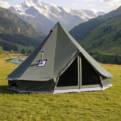 VEVOR Tente Yourte Tente Cloche en Toile 5 m pour Camping avec Sortie pour Poêle