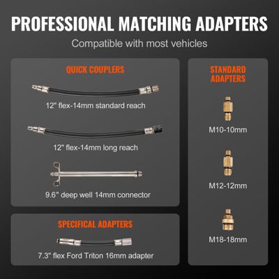 VEVOR Testeur compression, 9 adaptateurs, 0-300 psi, diagnostic ...