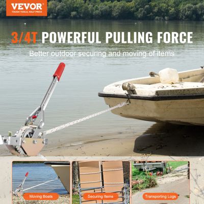 VEVOR Tire-fort traction 3/4 T, treuil manuel, corde 30,48 m. Pour bateaux.
