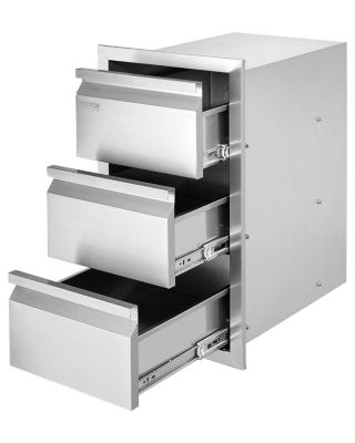 VEVOR Tiroirs station cuisson terrasse 14.7"L x 25.4"H x 18.7"P, poignée inox, conception encastrée pour cuisine extérieure.