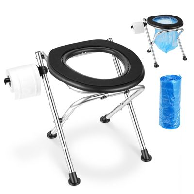 VEVOR Toilette de Camping Portable et Pliable Chaise Inox Charge 160 kg Voyage