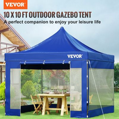 VEVOR Tonnelle imperméable 3x3 m tente pop-up avec parois latérales abri pliable résistant UV sac roulettes bleu jardin.