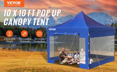 VEVOR Tonnelle imperméable 3x3 m tente pop-up avec parois latérales abri pliable résistant UV sac roulettes bleu jardin.