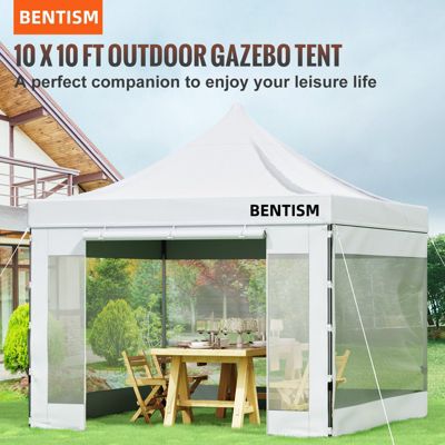 VEVOR Tonnelle imperméable 3x3m pop-up, parois latérales, résistante UV/pluie/neige, avec sac à roulettes.