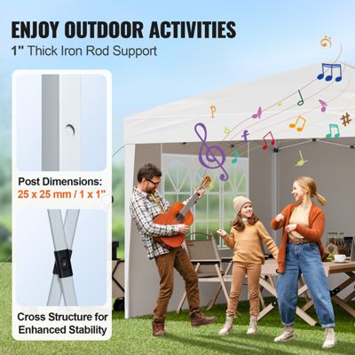 VEVOR Tonnelle pop-up 2.95x2.95 m, portable, parois latérales, abri solaire jardin/événements, blanc.