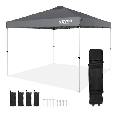 VEVOR Tonnelle pop-up 304,8 cm, bâche argentée PU 250D. Sacs sable, imperméable. Pour plage, camping.