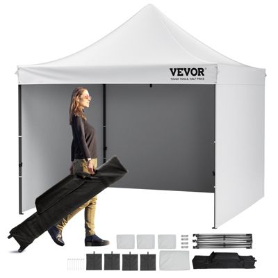 VEVOR Tonnelle Pop-up 304,8x304,8 cm, Parois Latérales Amovibles, Résistante aux UV, Portable.