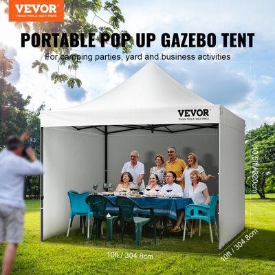 VEVOR Tonnelle Pop-up 304,8x304,8 cm, Parois Latérales Amovibles, Résistante aux UV, Portable.