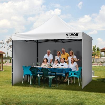VEVOR Tonnelle Pop-up 304,8x304,8 cm, Parois Latérales Amovibles, Résistante aux UV, Portable.