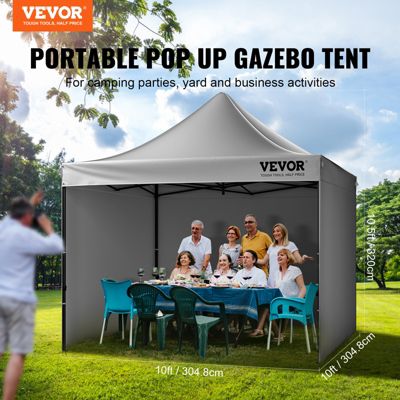 VEVOR Tonnelle pop-up 3x3m, parois latérales amovibles, résistante UV/pluie, sac à roulettes, gris foncé.