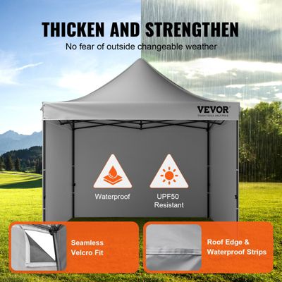 VEVOR Tonnelle pop-up 3x3m, parois latérales amovibles, résistante UV/pluie, sac à roulettes, gris foncé.