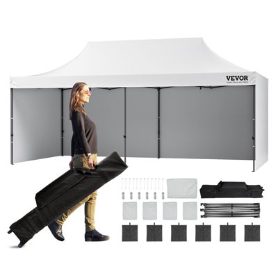 VEVOR Tonnelle pop-up 3x6m, parois latérales amovibles, sac à roulettes, résistante UV/pluie, pour jardin/fête.