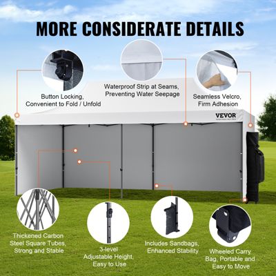 VEVOR Tonnelle pop-up 3x6m, parois latérales amovibles, sac à roulettes, résistante UV/pluie, pour jardin/fête.