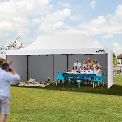 VEVOR Tonnelle pop-up 3x6m, parois latérales amovibles, sac à roulettes, résistante UV/pluie, pour jardin/fête.