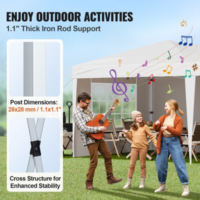 VEVOR Tonnelle pop-up 5.9x2.96m, gazebo instantané. Parois latérales, fenêtres ventilées. Extérieur, jardin. Blanc.