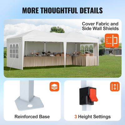 VEVOR Tonnelle pop-up 5.9x2.96m, gazebo instantané. Parois latérales, fenêtres ventilées. Extérieur, jardin. Blanc.