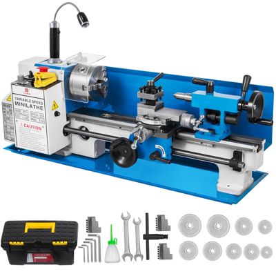 VEVOR Tour à métaux 180x350 mm, vitesse 50-2500 tr min, moteur 550W. Pour usinage de précision.