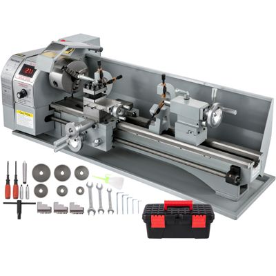 VEVOR Tour à métaux précision 1100W, 220x750mm, vitesse variable 50-2250 tr min, pour tournage, perçage, filetage.