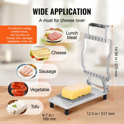 VEVOR Trancheuse fromage fils réglables, alu, fil inox 316, coupe fine/épaisse.