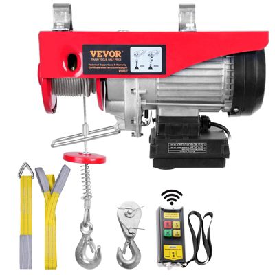 VEVOR Treuil électrique 400kg, télécommande sans fil, 850W, câble 12m, levage et remorquage.