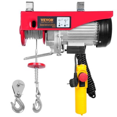 VEVOR Treuil électrique 600kg, télécommande filaire, 1150W, câble 12m, usage industriel.