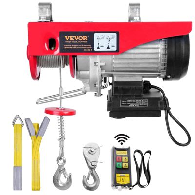 VEVOR Treuil électrique 800kg, 1450W, télécommande sans fil, vitesse 10m min, câble 12m.