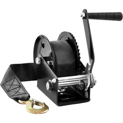 VEVOR Treuil manuel 544,3 kg, sangle polyester 7 m. Pour remorque bateau, cliquet bidirectionnel.