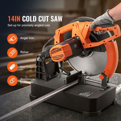 VEVOR Tronçonneuse à métaux 35.5cm, scie à onglet 0-45 , 2800W, 1200tr/min, lame inox/alliage.