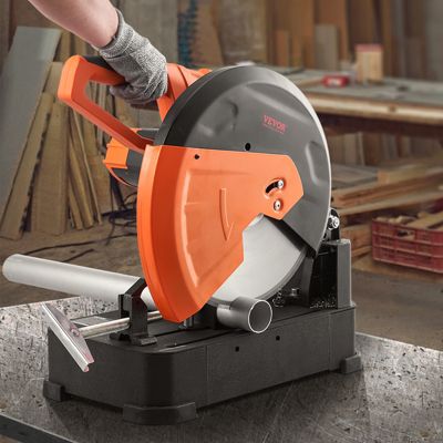 VEVOR Tronçonneuse à métaux 35.5cm, scie à onglet 0-45 , 2800W, 1200tr/min, lame inox/alliage.