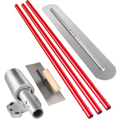 VEVOR Truelle maçon 1200x200mm acier, 3 poignées 1.8m, support réglable, pour plâtre, finition lisse.