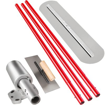 VEVOR Truelle maçon 900x200mm acier, 3 poignées 1.8m, support réglable pour plâtre, finition lisse.