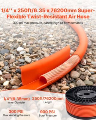VEVOR Tuyau Air Comprimé 6,35 mm x 76,2 m Hybride 3 Couches PVC et ...
