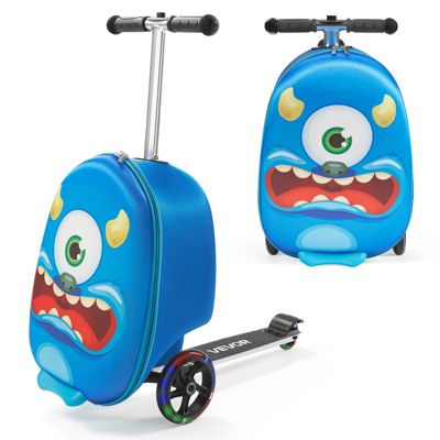 VEVOR Valise Trottinette Enfant Bagage à Roulettes Voyages Capacité 20 L Bleu