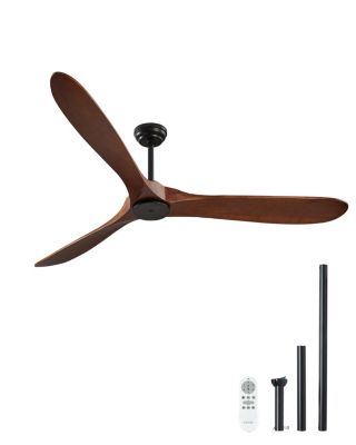 VEVOR Ventilateur plafond sans lumière 180 cm, 3 pales bois. Moteur CC réversible. Noyer.