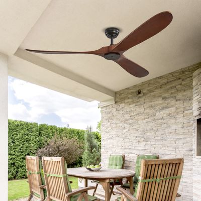 VEVOR Ventilateur plafond sans lumière 180 cm, 3 pales bois. Moteur CC réversible. Noyer.