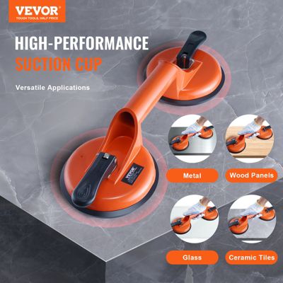 VEVOR Ventouse carrelage 119mm (2pcs) charge 150kg, poignée alu, pour verre, granit, carrelage, métal.