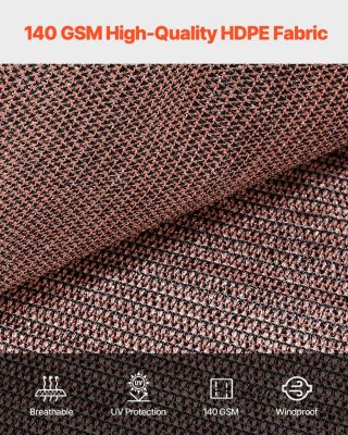 VEVOR Voile ombrage 90%, 3050x3660mm, PEHD, marron.