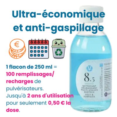 VHYG No 8.5 Nettoyant Dégraissant Multi Usages Concentré 100 Doses 1 à 2 Ans Efficacité Enzymatique Fabriqué en France