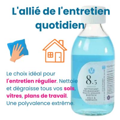 VHYG No 8.5 Nettoyant Dégraissant Multi Usages Concentré 100 Doses 1 à 2 Ans Efficacité Enzymatique Fabriqué en France