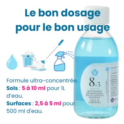 VHYG No 8.5 Nettoyant Dégraissant Multi Usages Concentré 100 Doses 1 à 2 Ans Efficacité Enzymatique Fabriqué en France