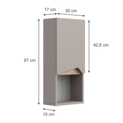 Vicco Armoire de Grège 30x67cm avec porte et compartiment ouvert