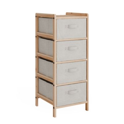 Vicco Armoire de salle de bain Beige 34.5x86cm avec 4 tiroirs en tissu