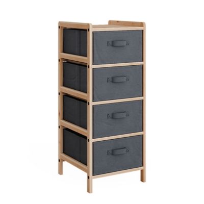 Vicco Armoire de salle de bain Gris 34.5x86cm avec 4 tiroirs en tissu