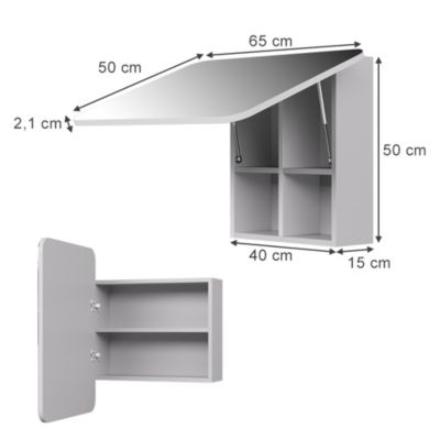 Vicco Armoire de toilette Blanc 65x50cm avec des étagères