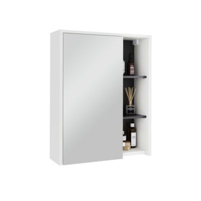 Armoire De Toilette Avec Miroir Leopold - Anthracite, 60x59.2x16.4 Cm, étagères, Pour Salle De Bain